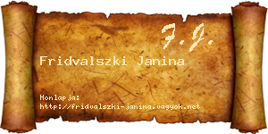 Fridvalszki Janina névjegykártya